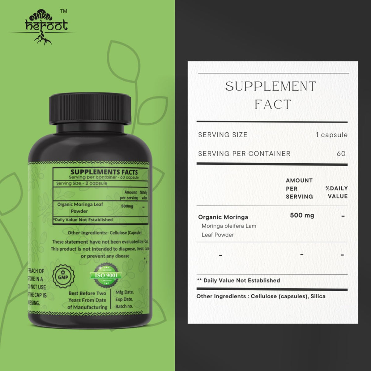 Organic Moringa Capsules 120 Capsules E74529
