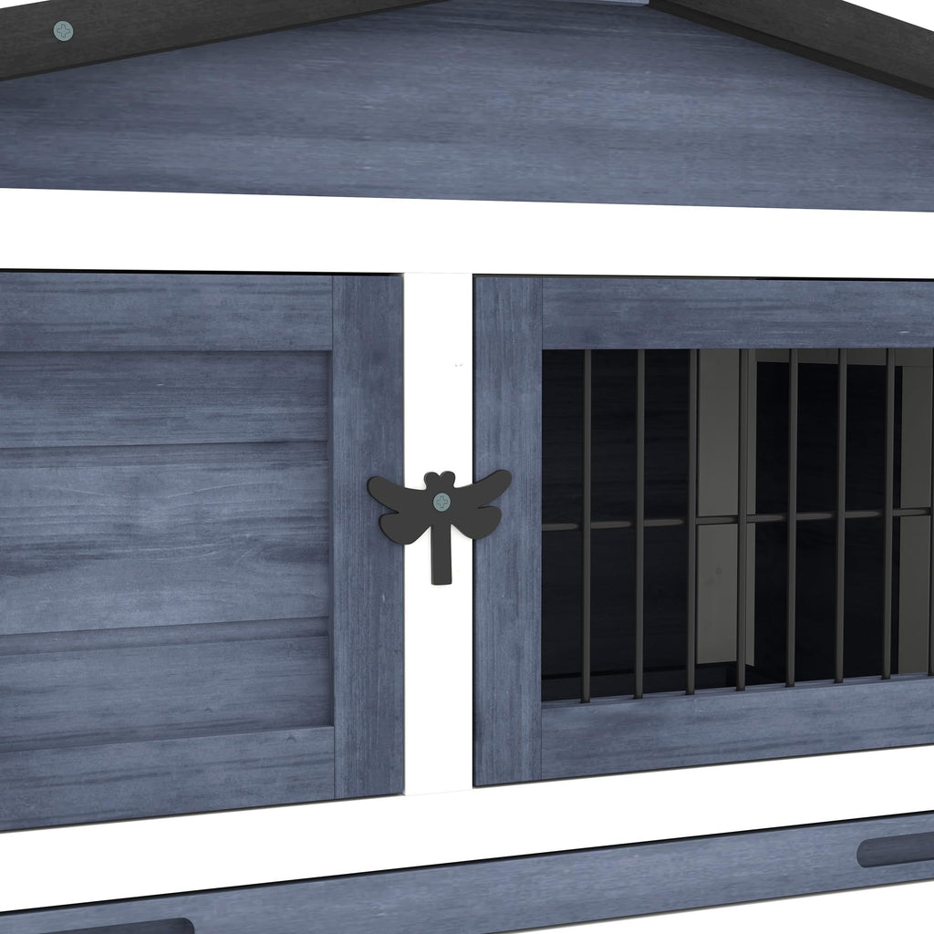 2 Levels Outdoor Rabbit Hutch Dark Gray S477903