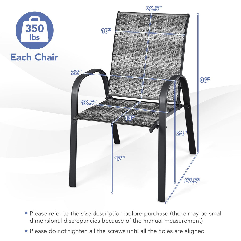 Stackable Wicker PE Rattan Patio Dining Chairs Set of 6 G4119