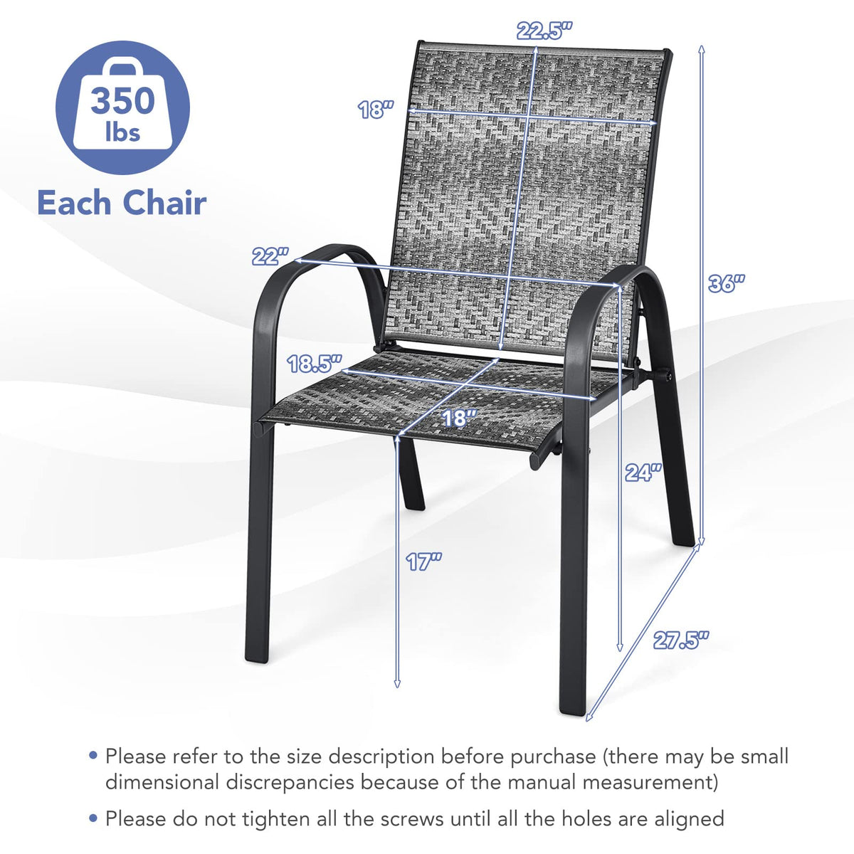 Stackable Wicker PE Rattan Patio Dining Chairs Set of 6 G4119