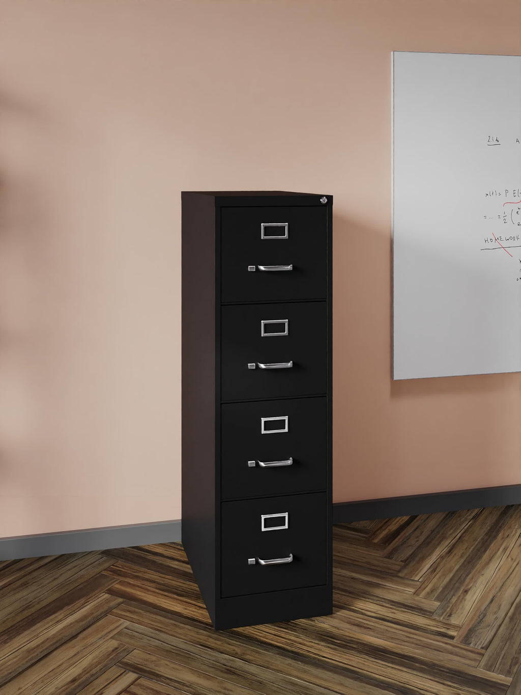 15" W 4 Drawer Vertical File Cabinet, Black, Letter J2827