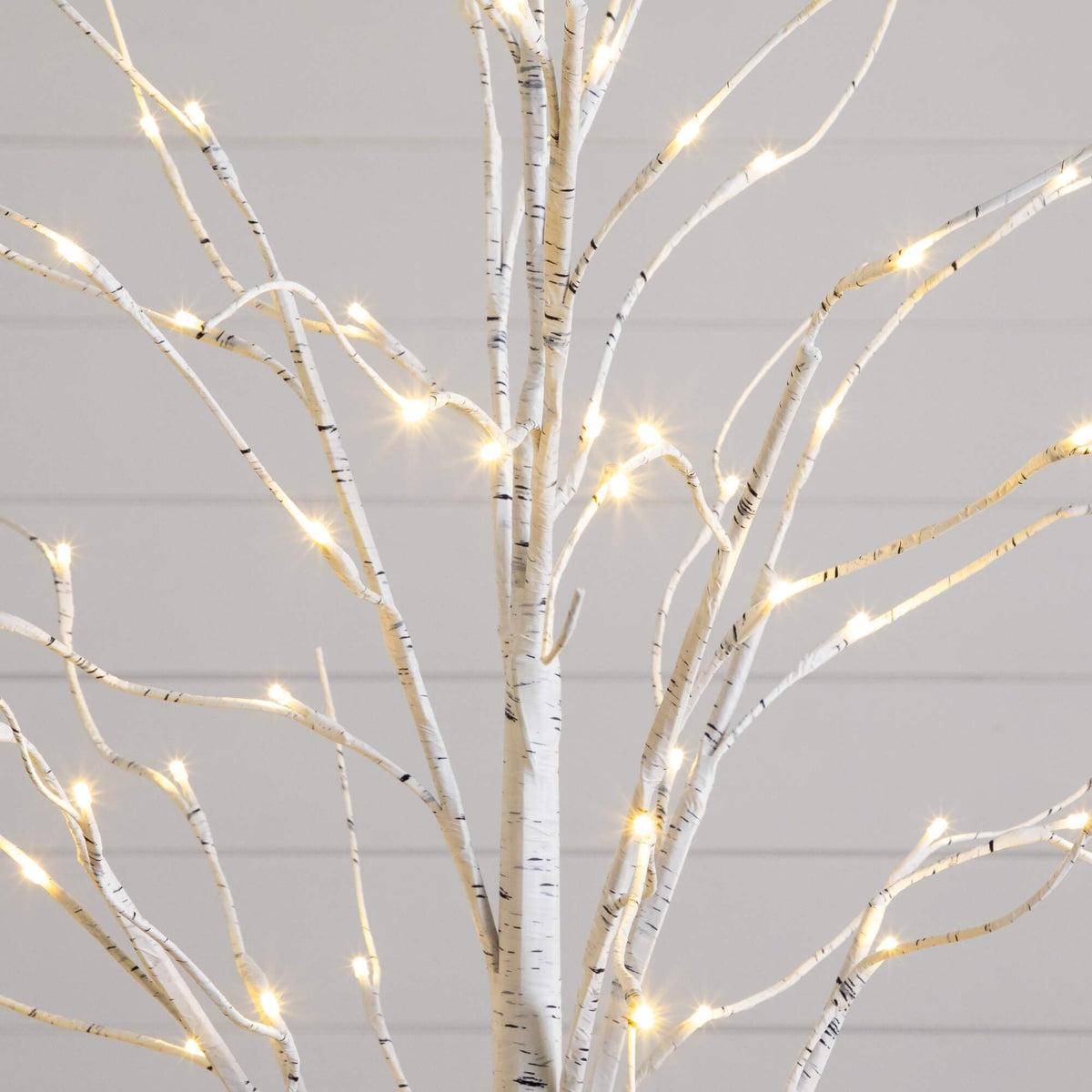 Pre-Lit Artificial White Birch Trees with LED Lights Set of 3 O18150