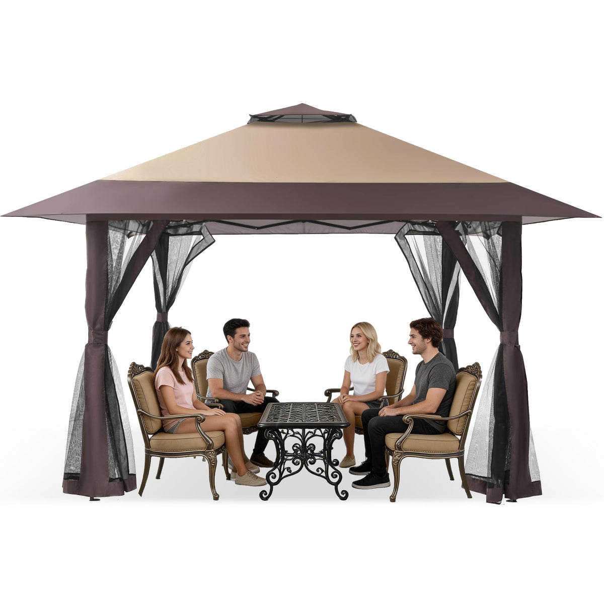 13x13 Pop Up Gazebo with Mosquito Netting Sidewall A563