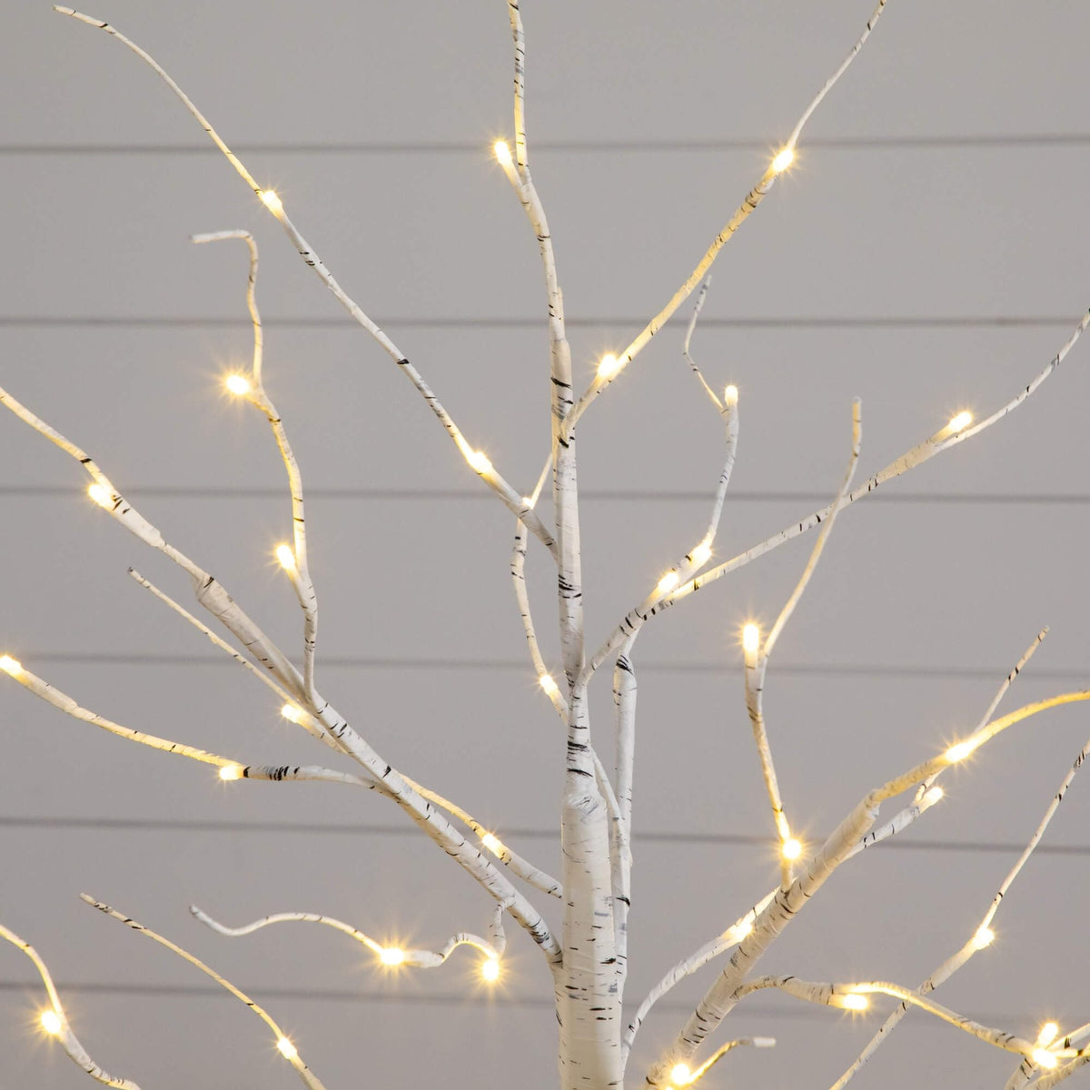 Pre-Lit Artificial White Birch Trees with LED Lights Set of 3 O18150