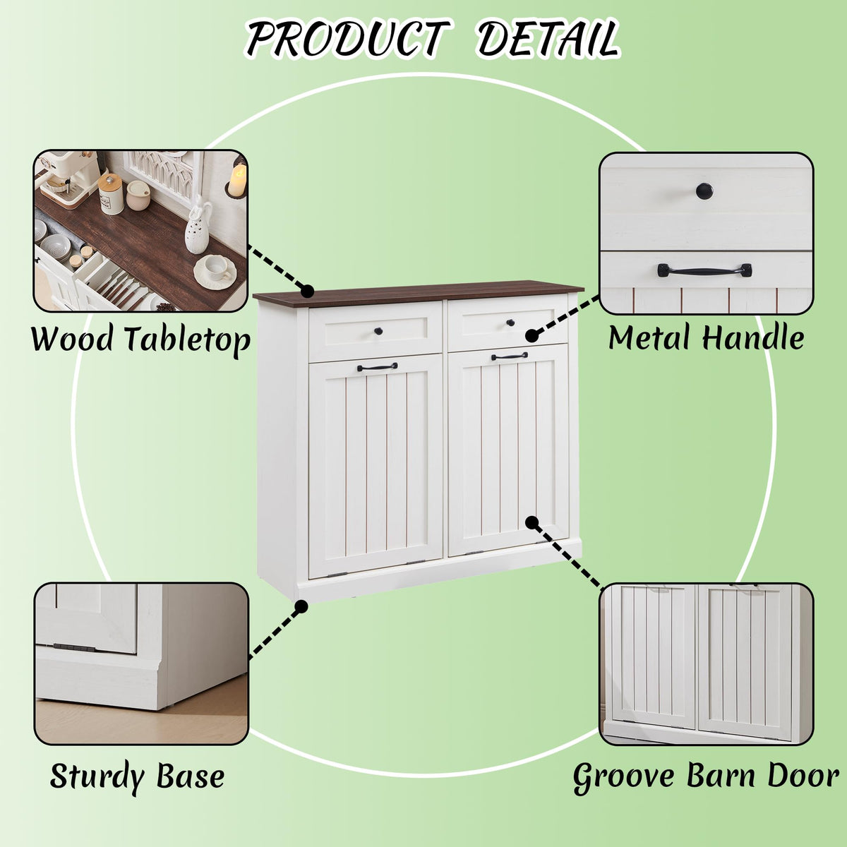 Double Tilt Out Laundry Hamper Cabinet Antique White I7477