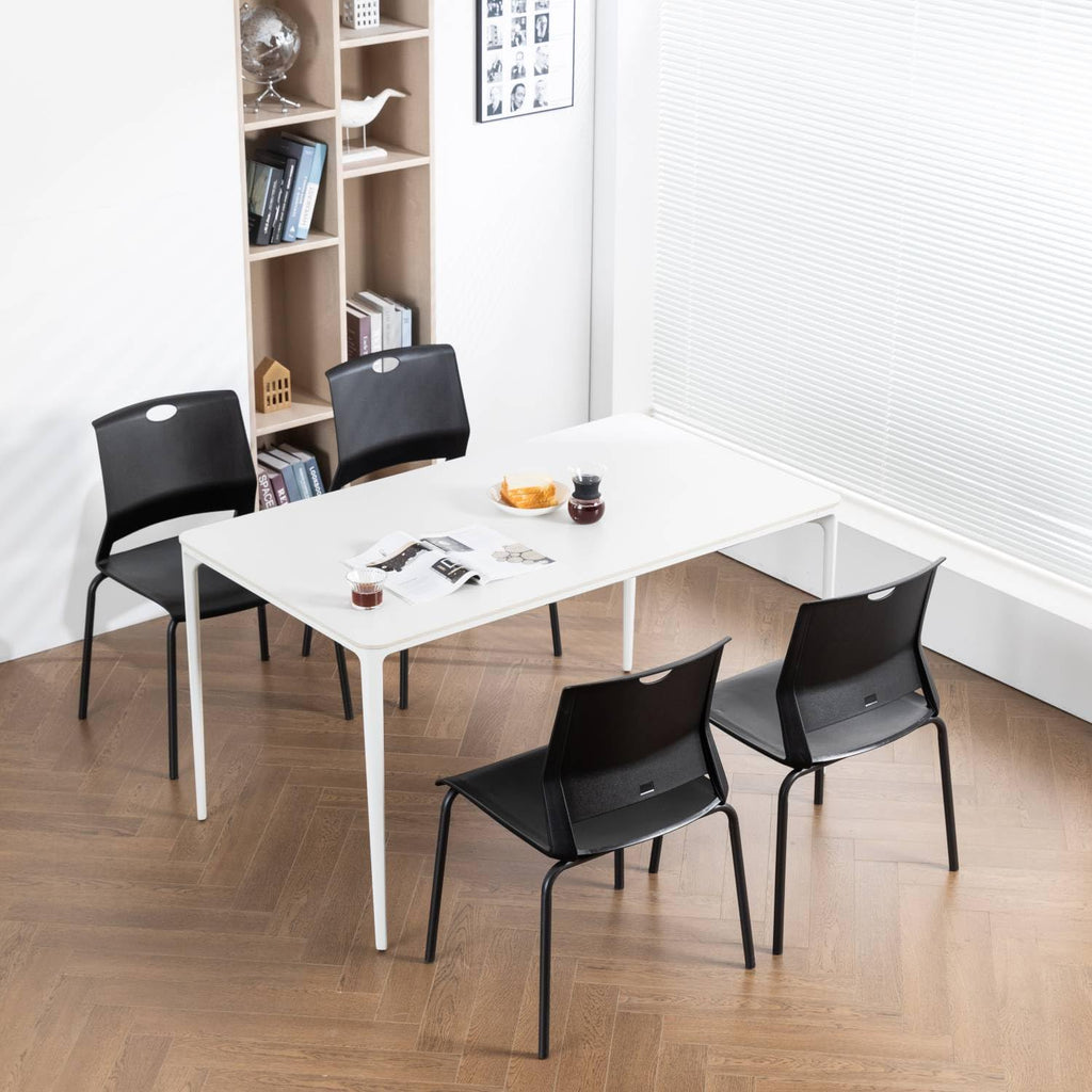 Black Stackable Plastic Chairs Set of 4 H673514