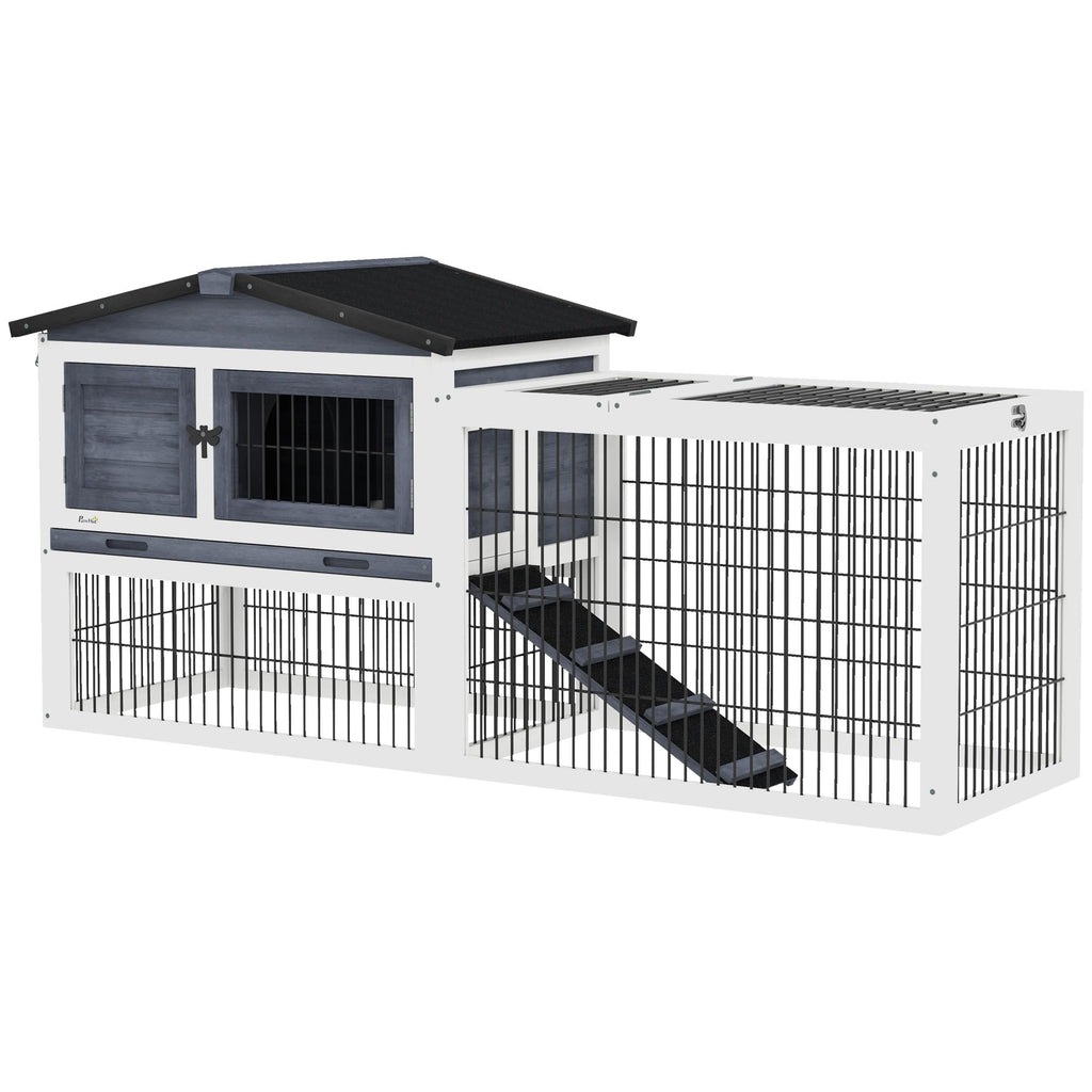 2 Levels Outdoor Rabbit Hutch Dark Gray S477903