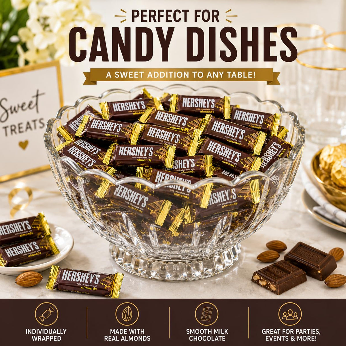 Milk Chocolate with Almonds Bars 50 Pieces Snack Size F926230