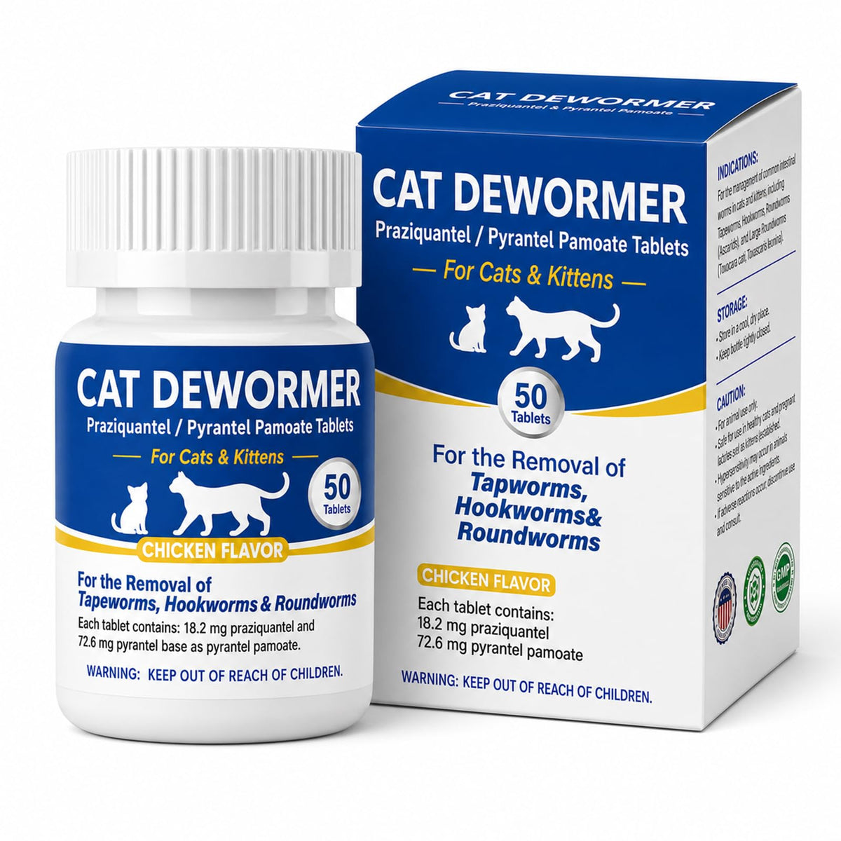 Cat Dewormer Tablets for Tapeworms, Roundworms and Hookworms D500324