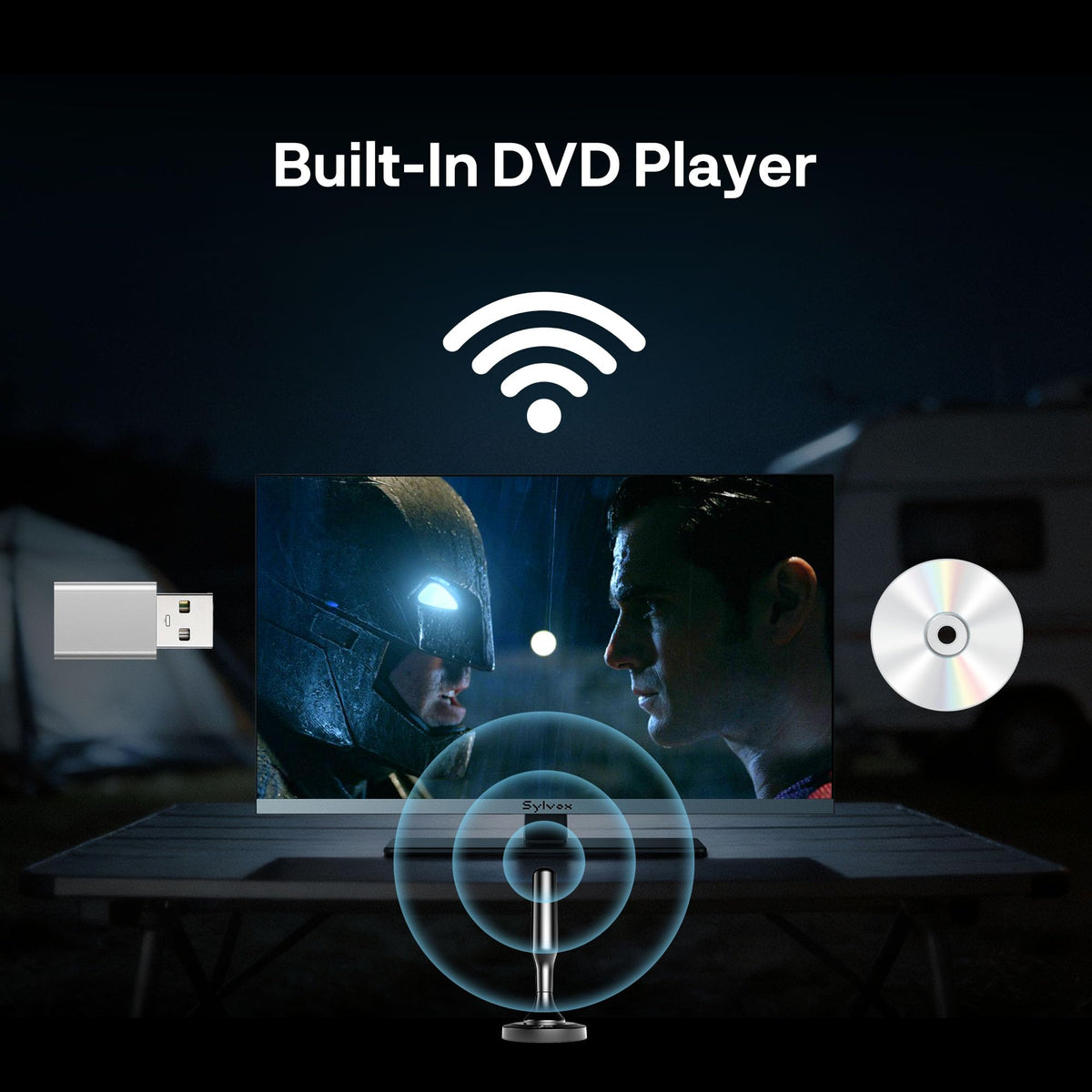 32" 12V/24V Smart RV TV with Built-in DVD Player P2244