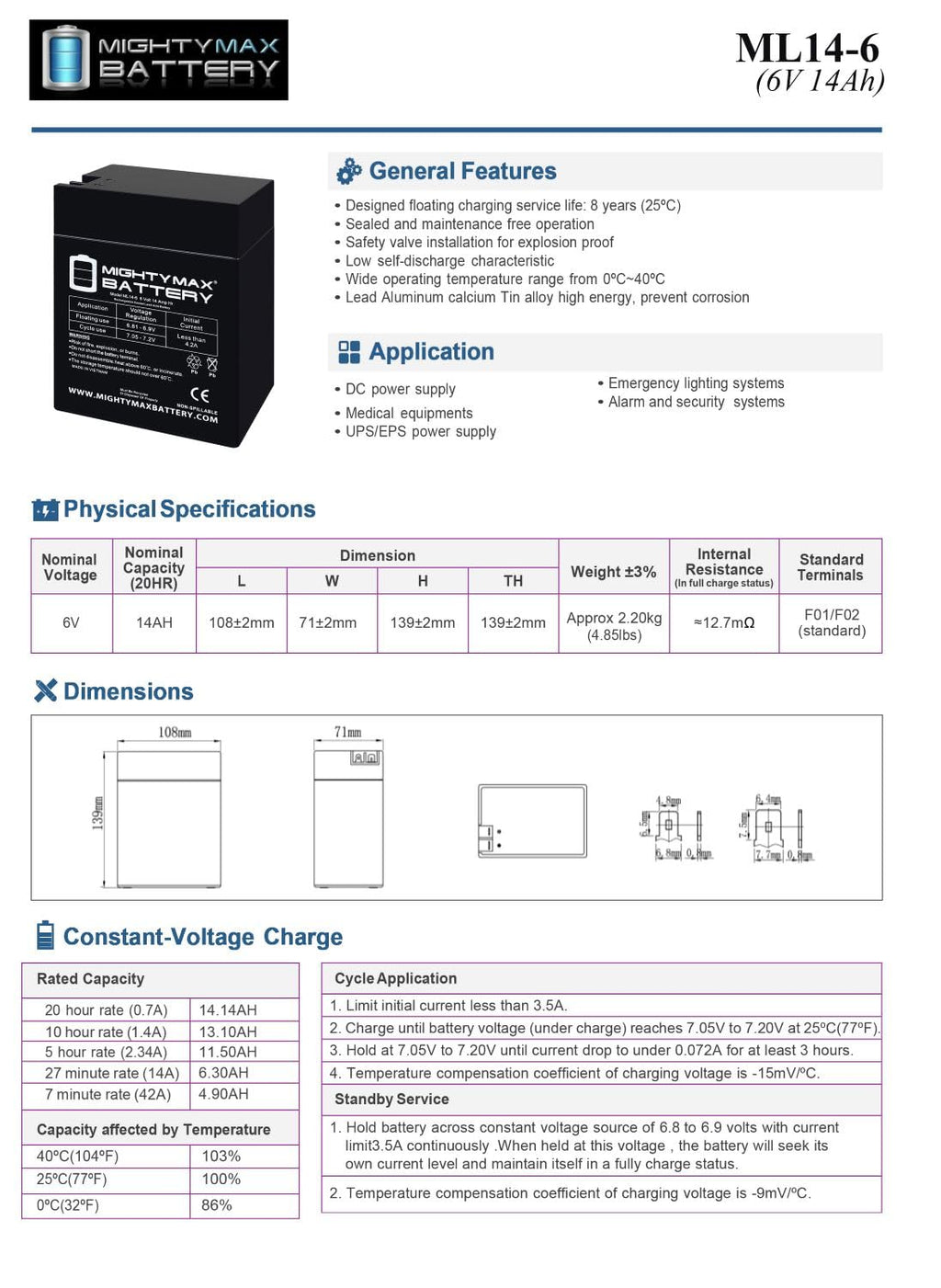 6V 14Ah AGM Replacement Battery 4 Pack R8318