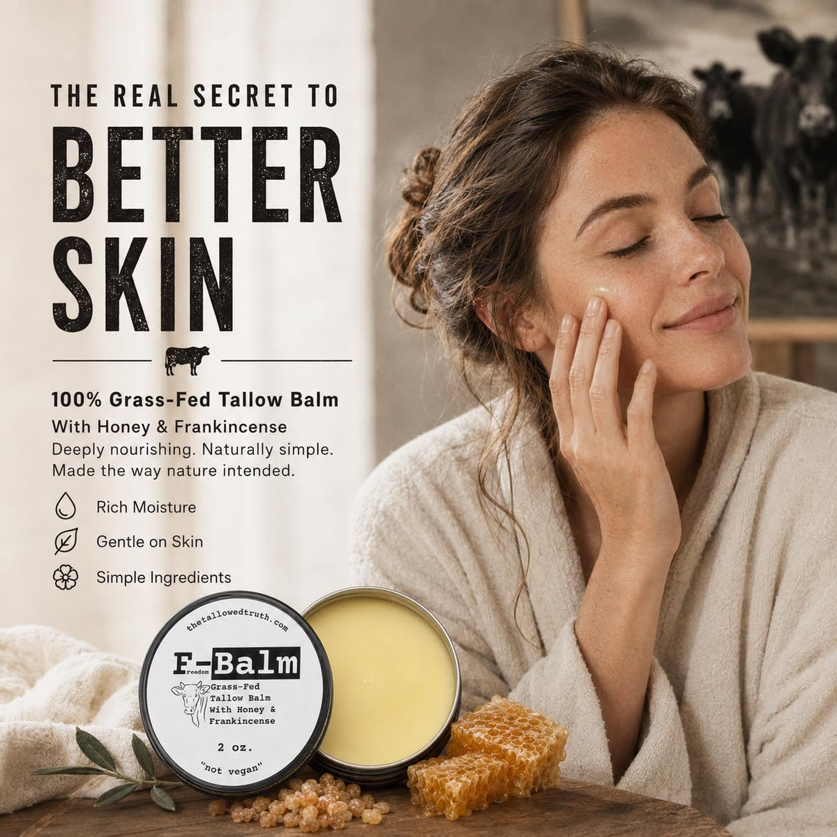 Beef Tallow and Honey Balm, 2 oz O4254