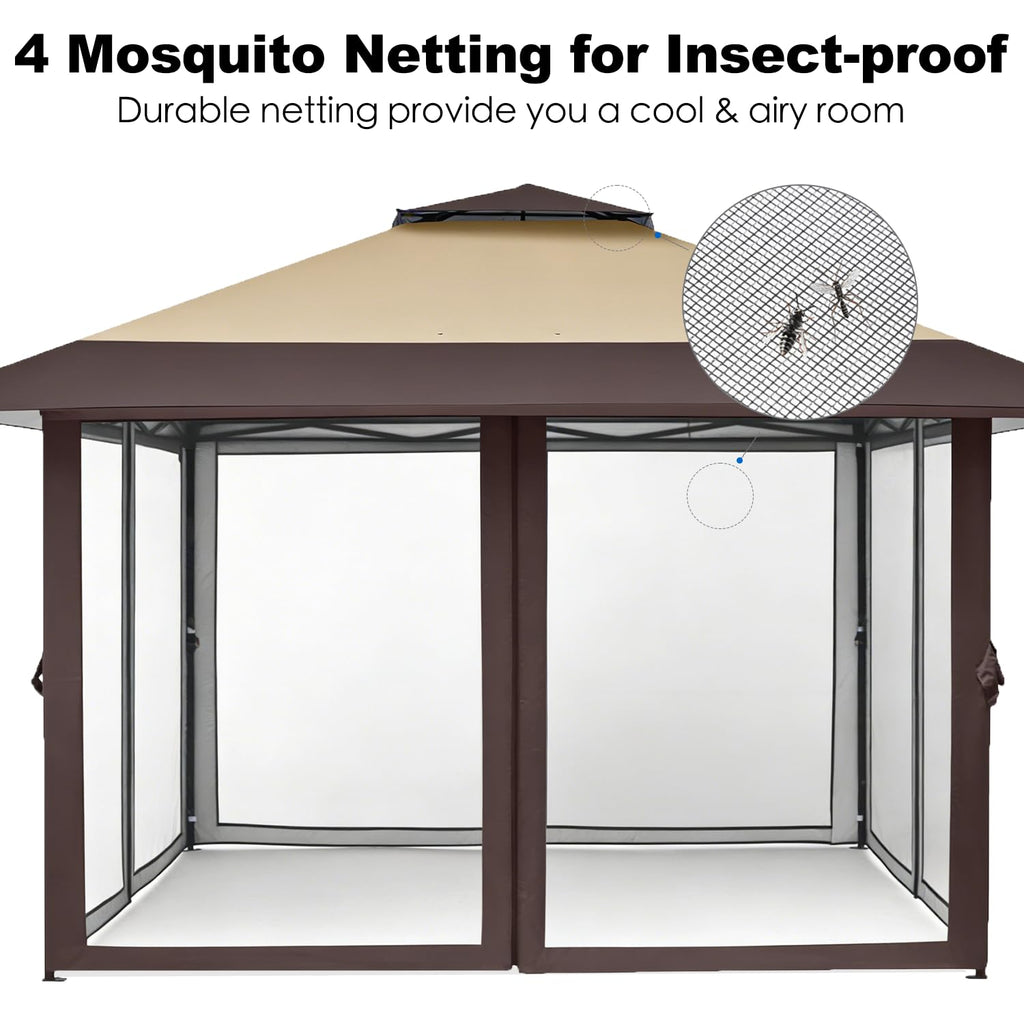 13x13 Pop Up Gazebo with Mosquito Netting Sidewall A563