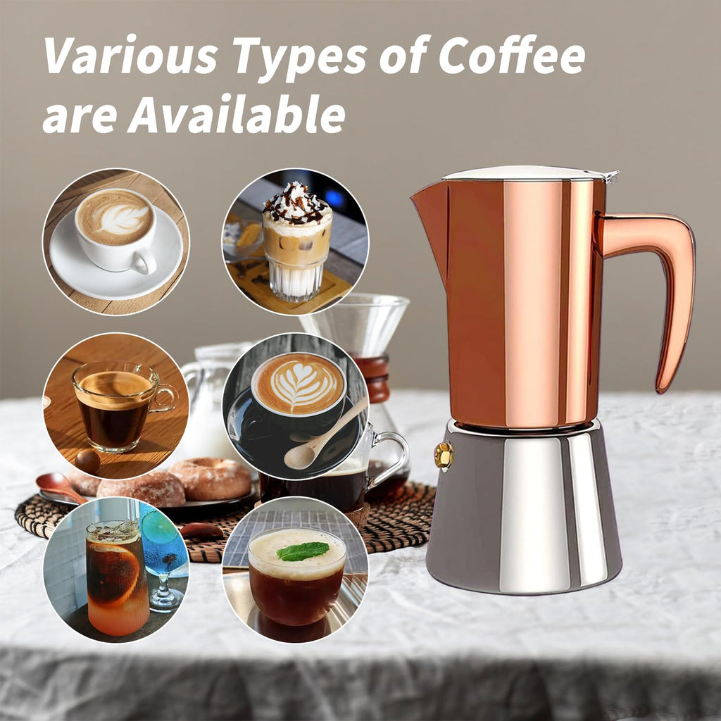 Stainless Steel Moka Pot Espresso Maker 6 Cups U598