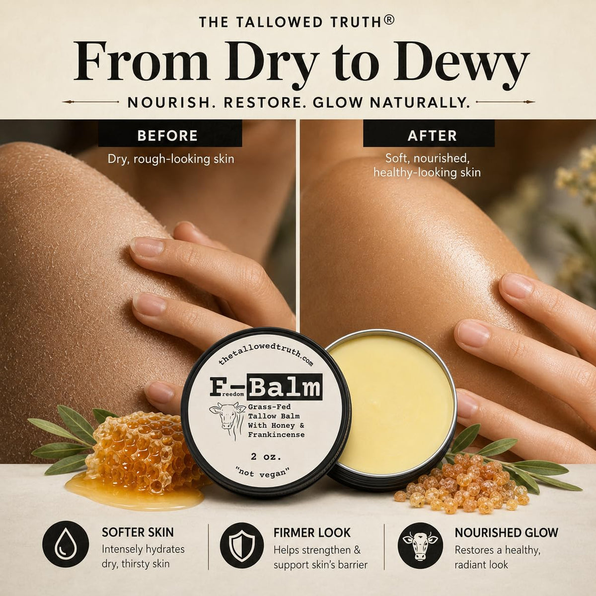 Beef Tallow and Honey Balm, 2 oz O4254