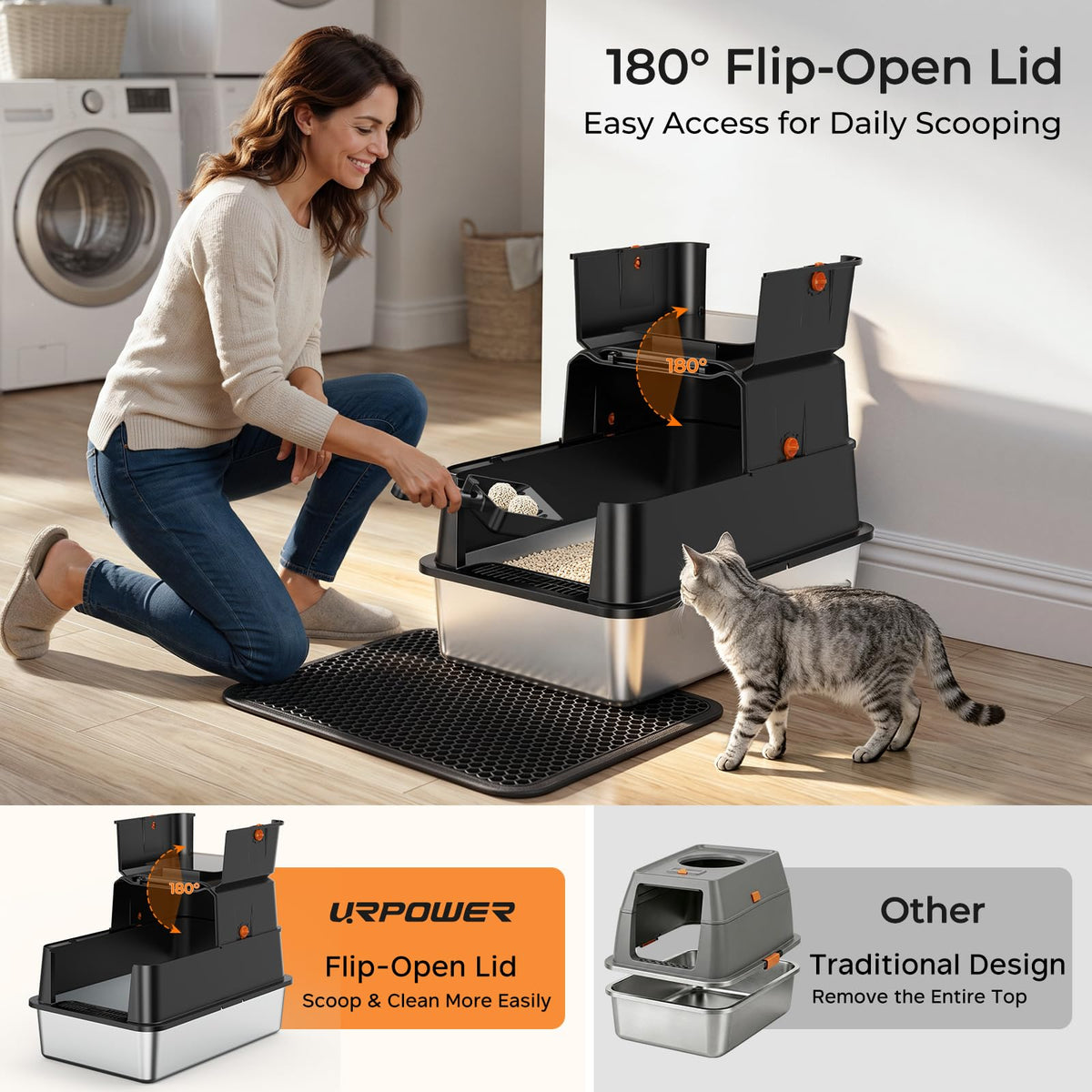 XL Stainless Steel Cat Litter Box A19335