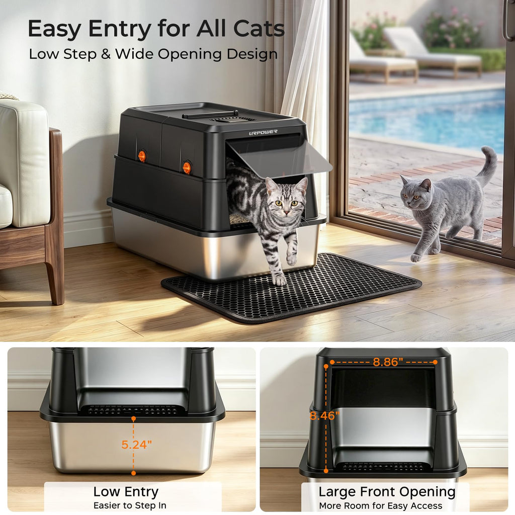 XL Stainless Steel Cat Litter Box A19335
