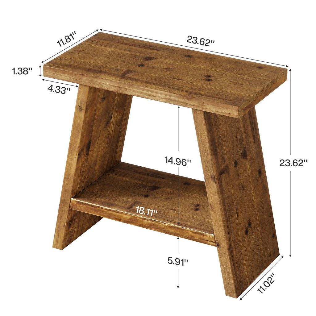 Solid Wood 2-Tier Narrow End Table L15926
