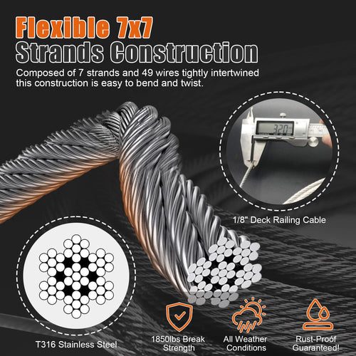 1/8" Stainless Steel Cable with a Cutter Q18932