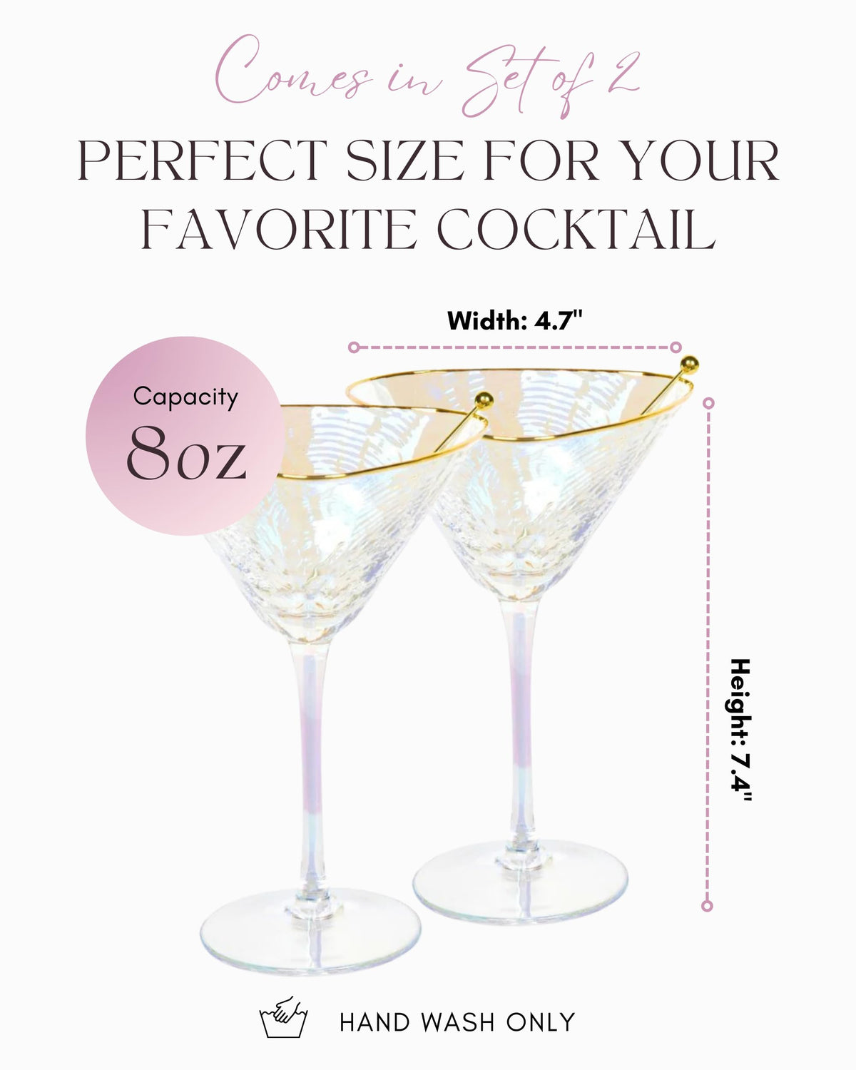 Iridescent Handmade Hammered Martini Glasses Set of 2 I146292