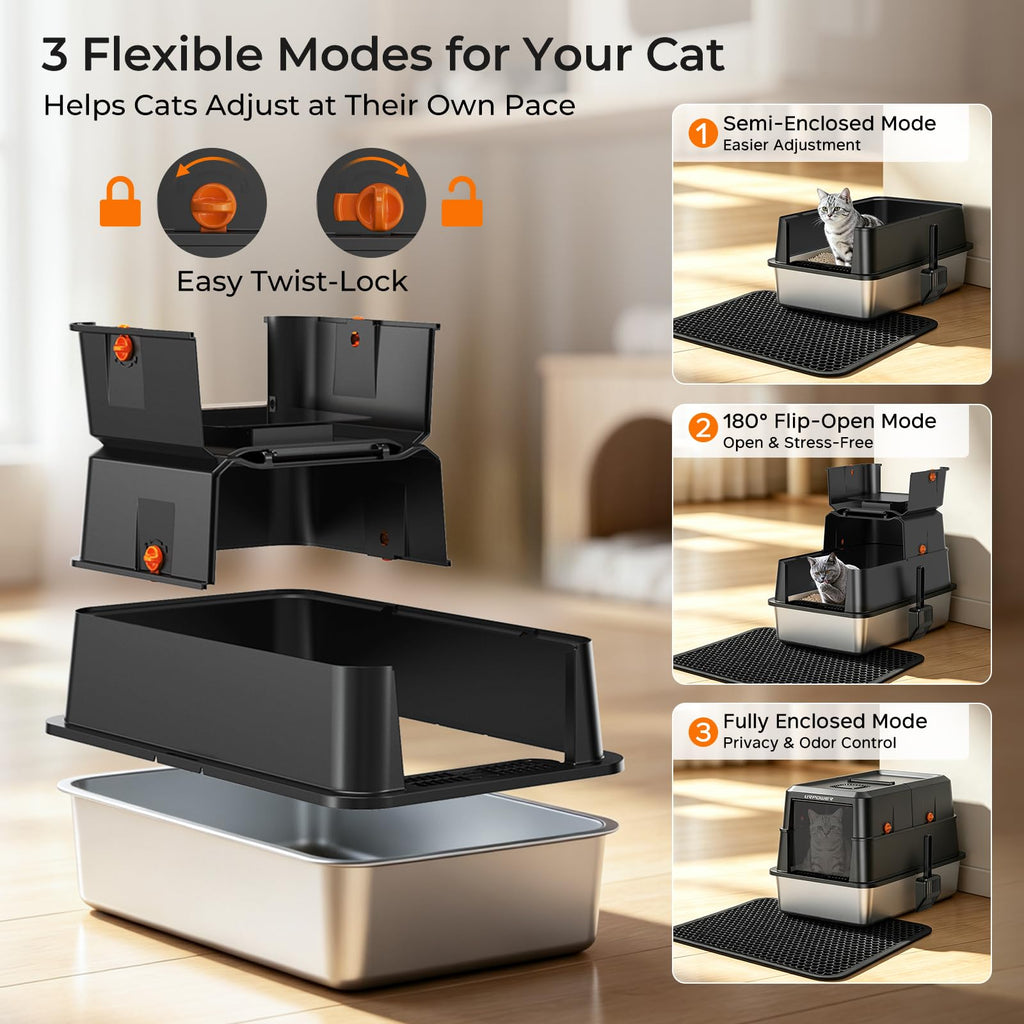 XL Stainless Steel Cat Litter Box A19335