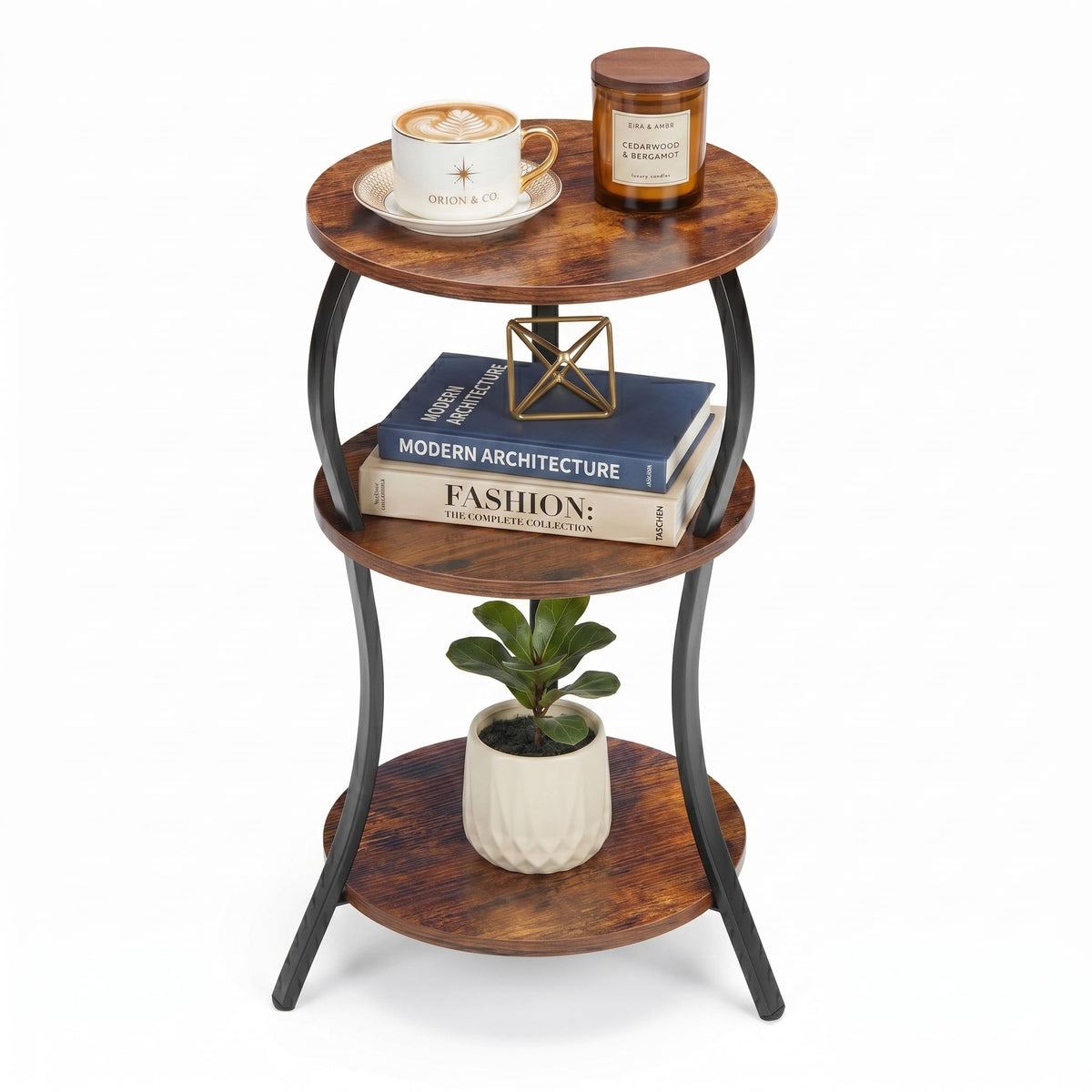 Vintage 3-Tier Round Side Table O572753
