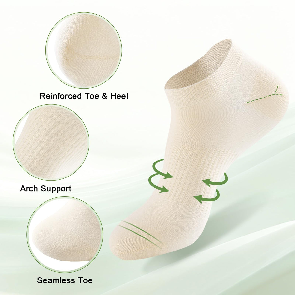 Women's Bamboo Rayon Low Cut Ankle Socks, 5 Pairs W6570