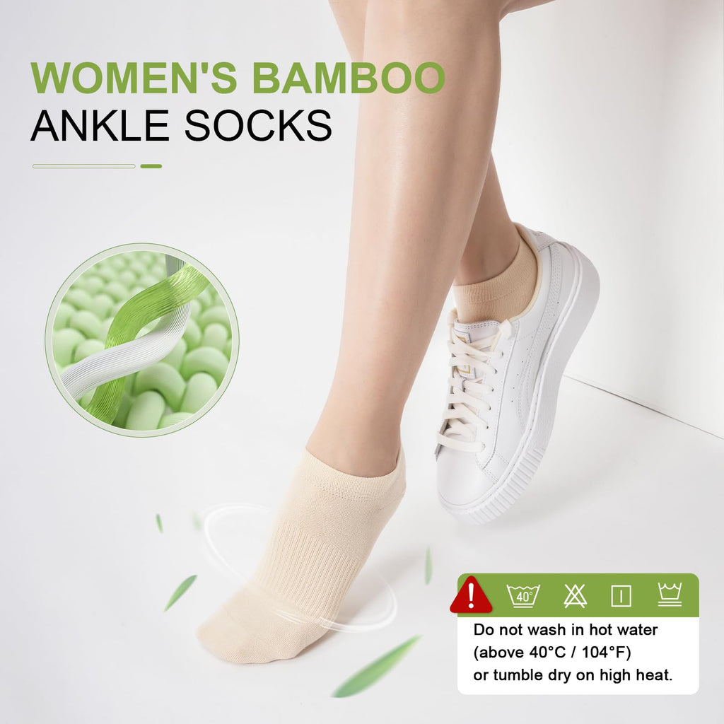 Women's Bamboo Rayon Low Cut Ankle Socks, 5 Pairs W6570