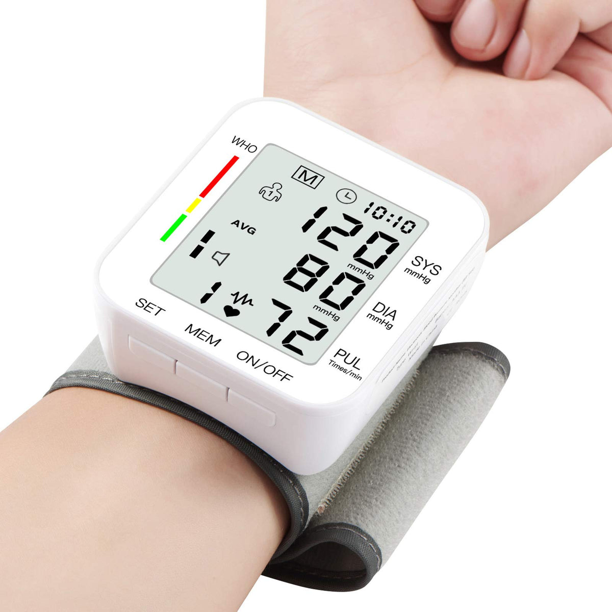 Wrist Blood Pressure Monitor Large LCD Display Adjustable Cuff 99x2 Sets Memory with Carrying Case White Pack of 5 P932063