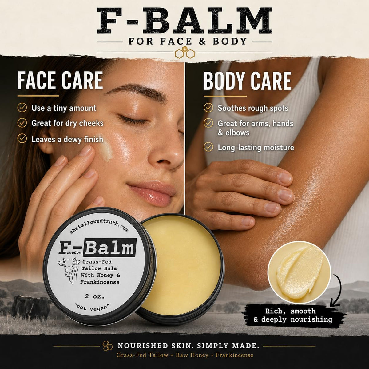 Beef Tallow and Honey Balm, 2 oz O4254