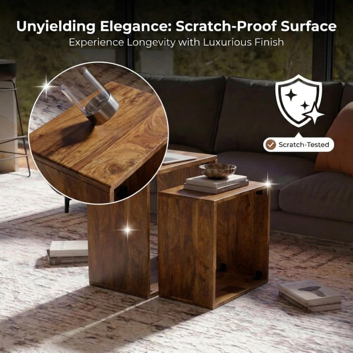 Sheesham Wood Nesting Tables Set of 2 A29032