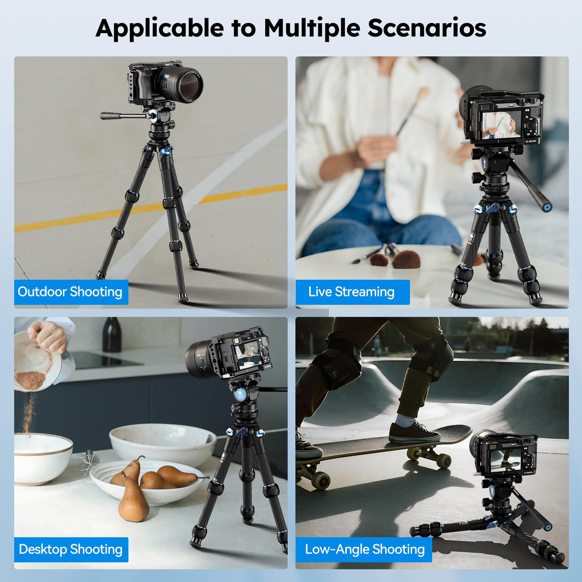 Carbon Fiber Tabletop Tripod Kit with Fluid Head Y659141