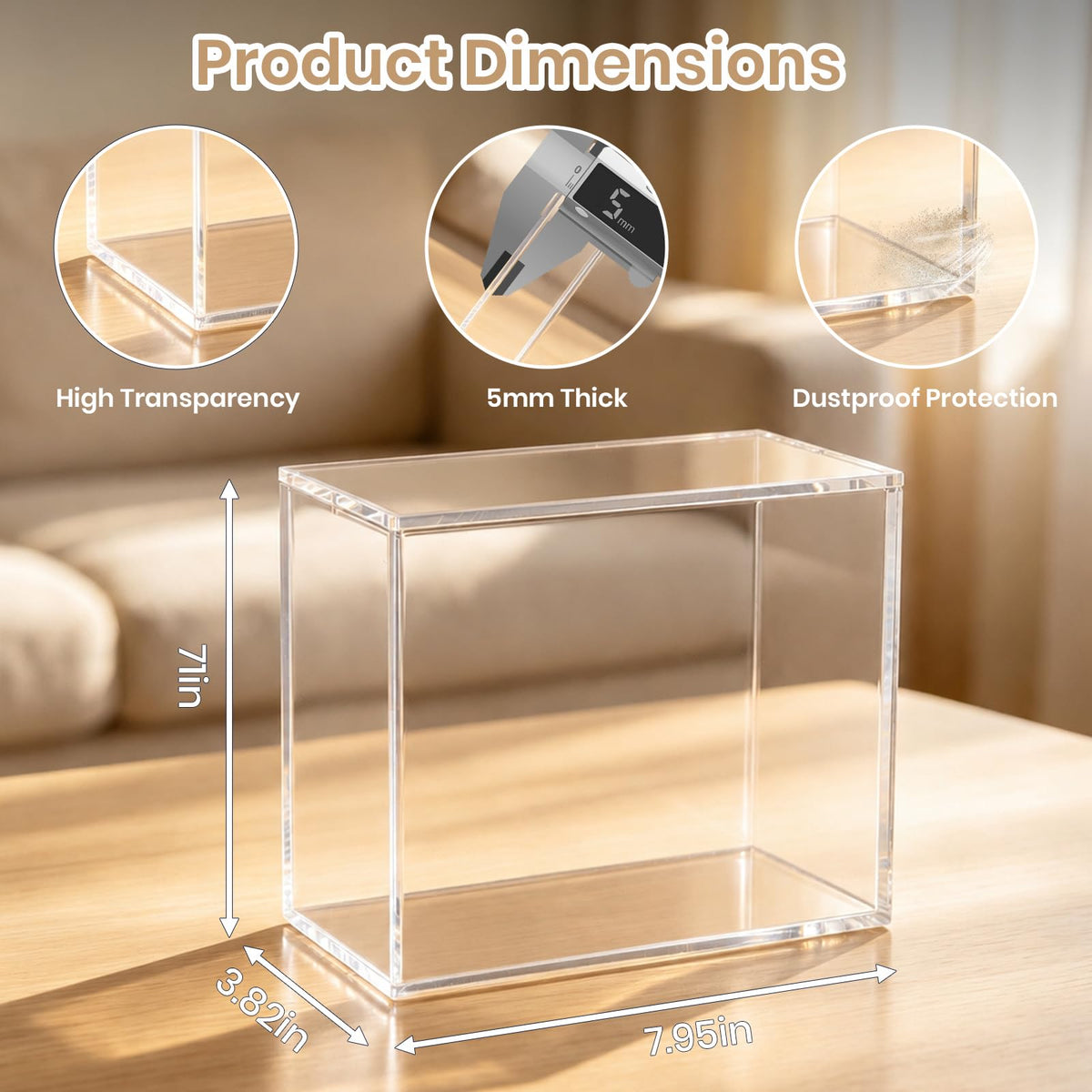 Acrylic 5mm Thick Clear Magnetic Display Case O655798
