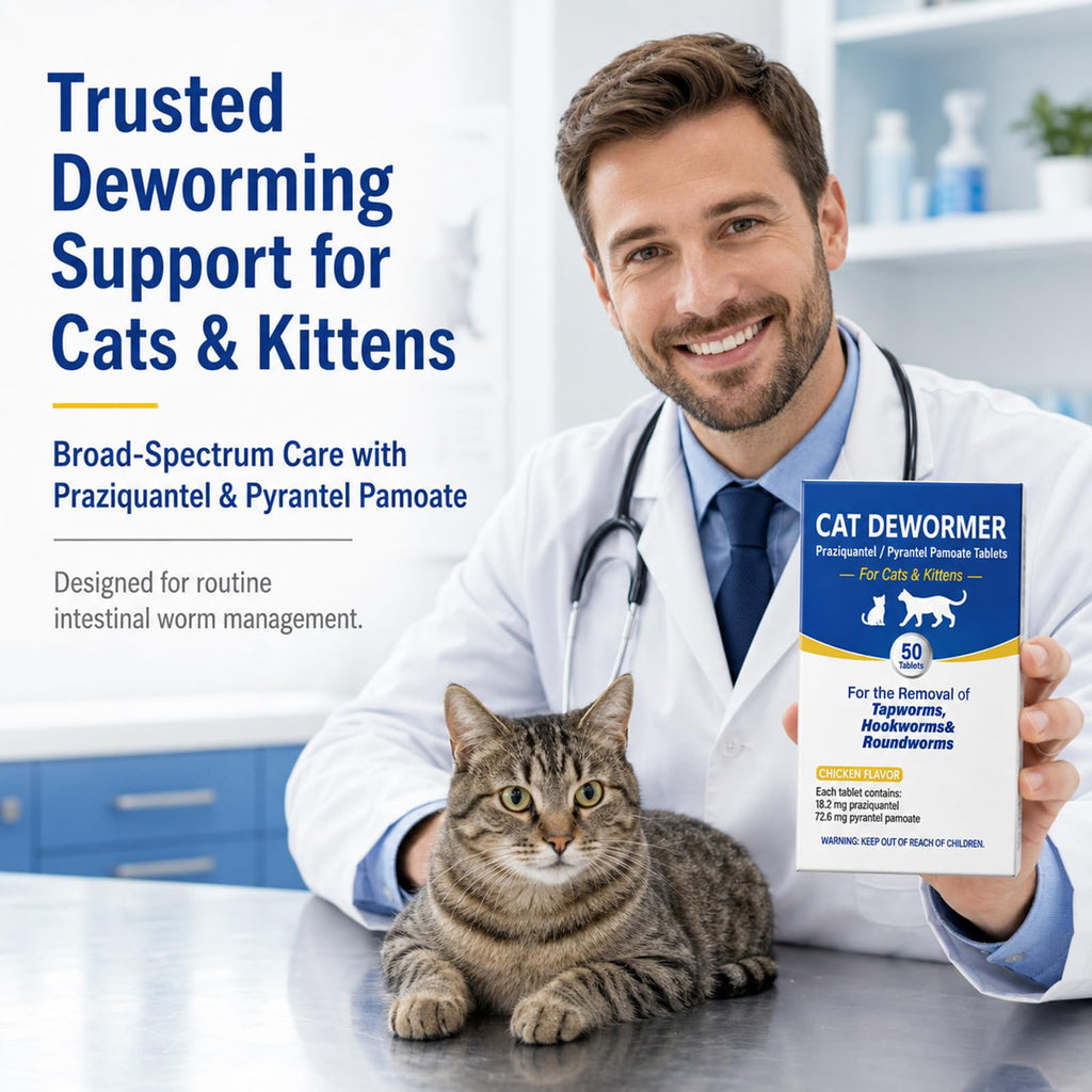 Cat Dewormer Tablets for Tapeworms, Roundworms and Hookworms D500324