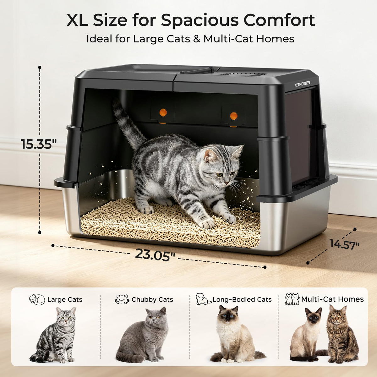 XL Stainless Steel Cat Litter Box A19335