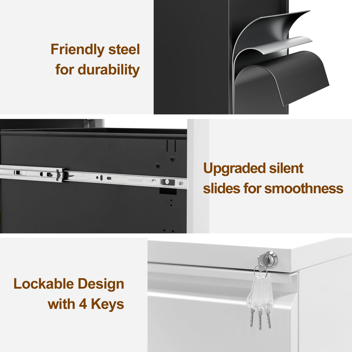 2 Drawer Metal Mobile File Cabinet with Lock T262
