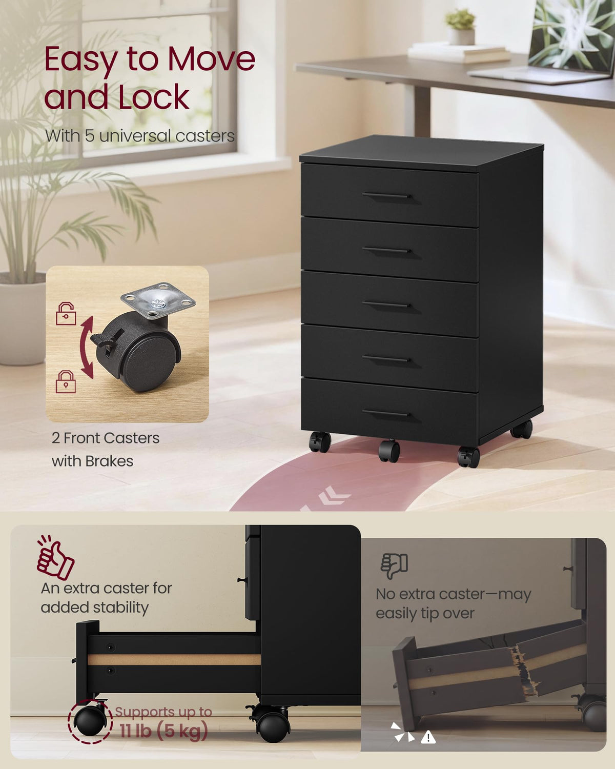 Mobile Pedestal Filing Cabinet with Wheels G129809