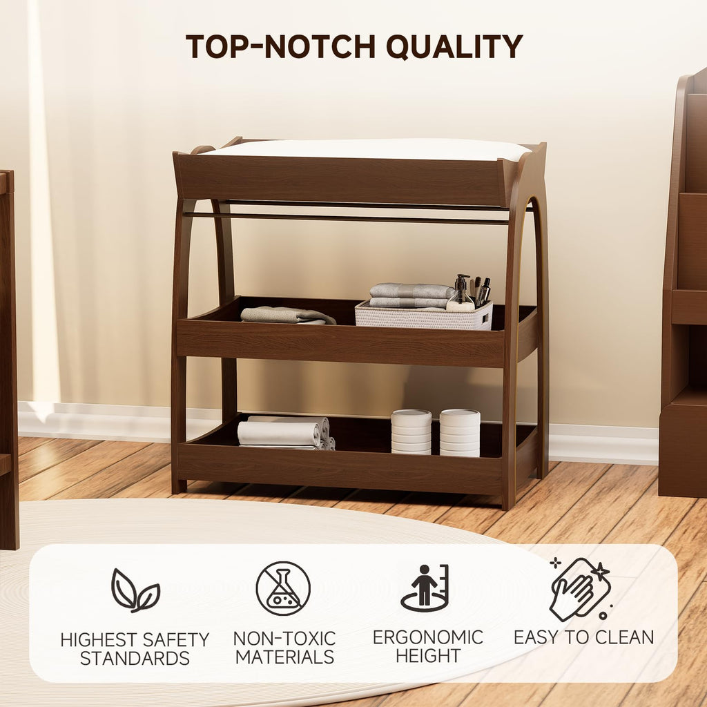 Wood 2-Tier Baby Changing Table N758