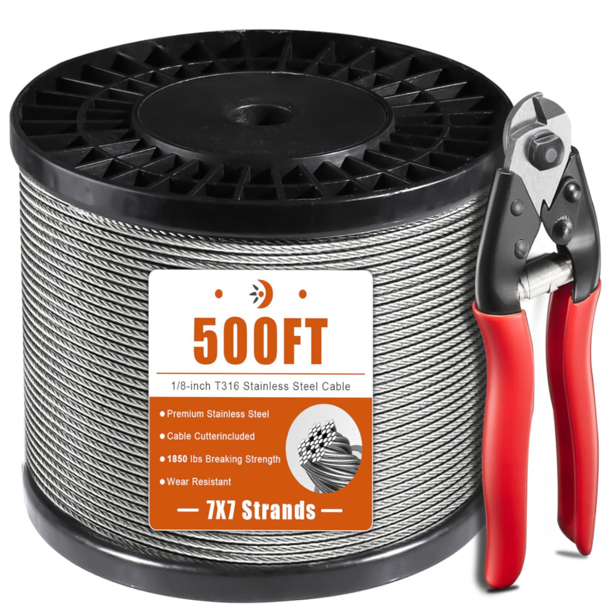 1/8" Stainless Steel Cable with a Cutter Q18932
