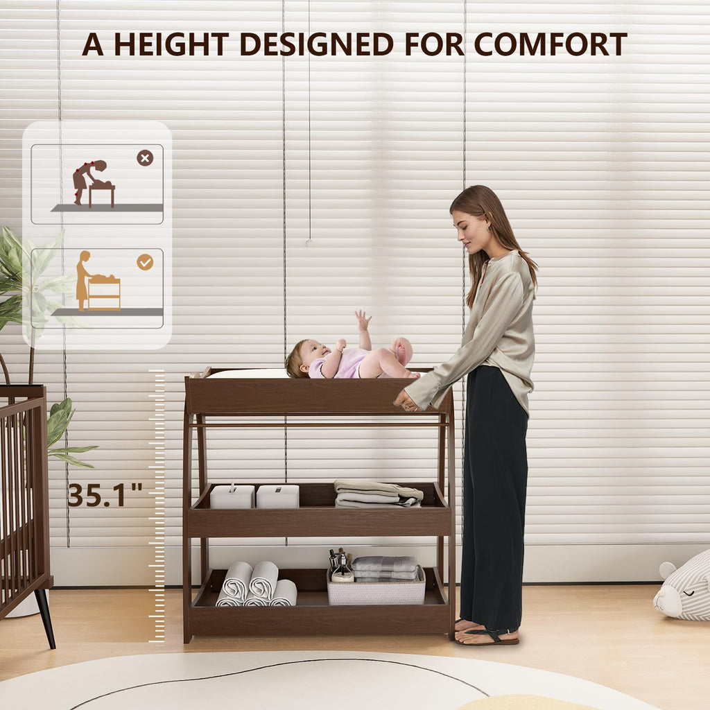 Wood 2-Tier Baby Changing Table N758