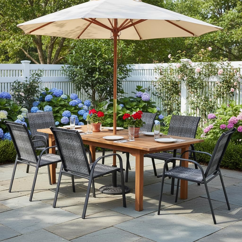 Stackable Wicker PE Rattan Patio Dining Chairs Set of 6 G4119