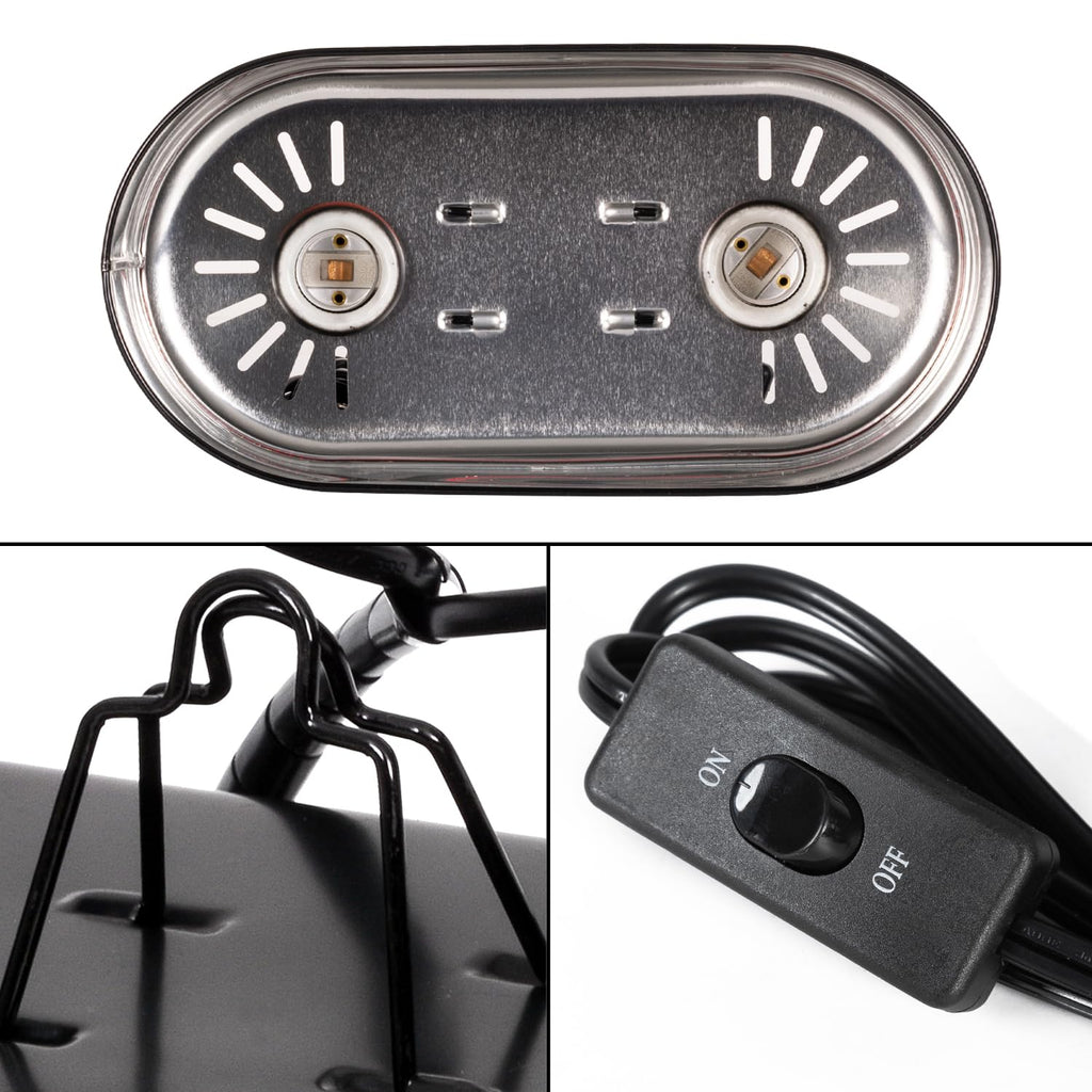 Reptile Heat Lamp Combo Pack with Dual Light Fixture, 100W Basking Spot Light & 26W UVA UVB Bulb O7503