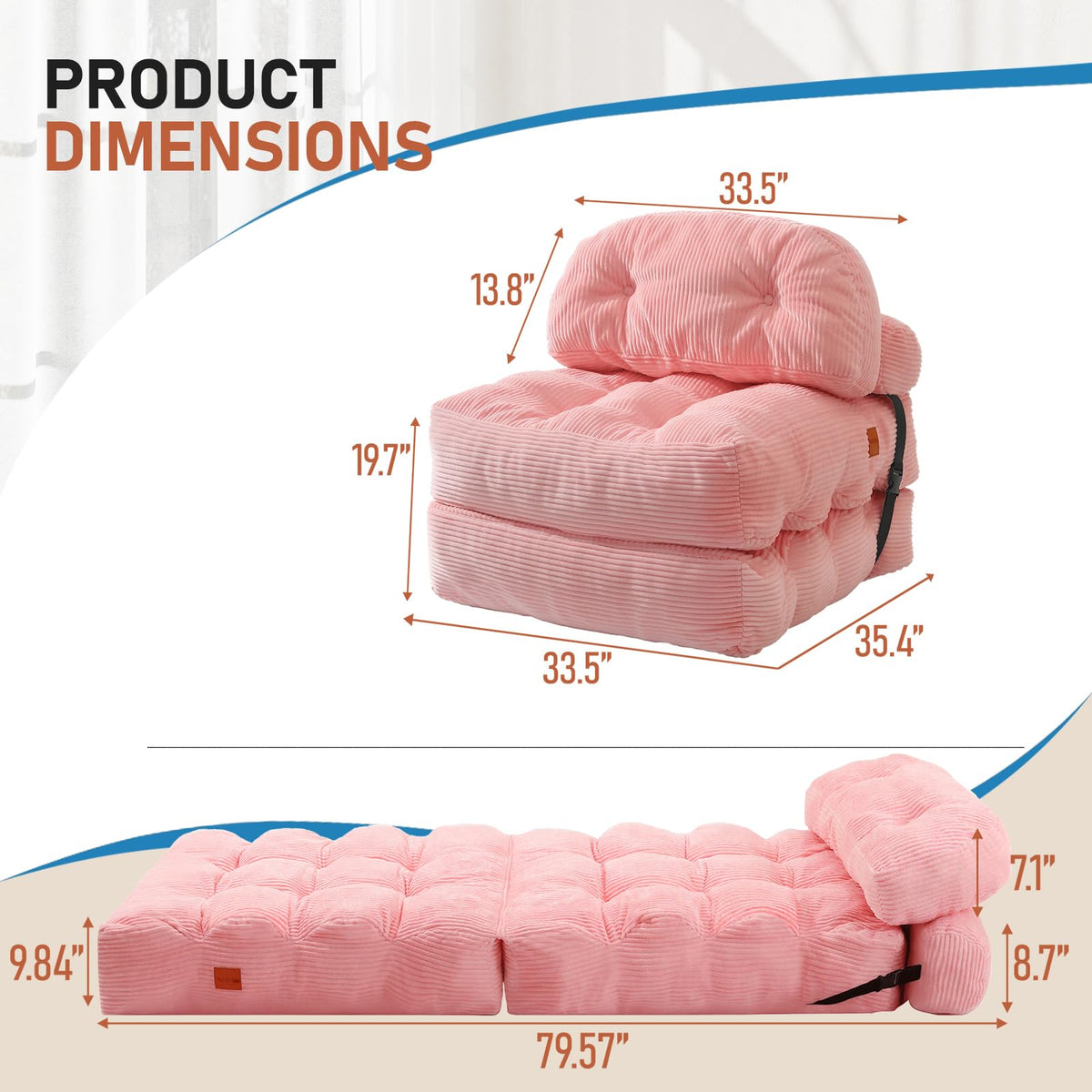Folding Convertible Sofa Bed with Pillow Y84594
