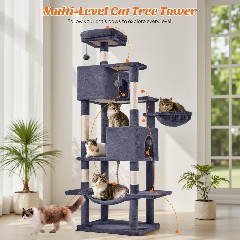 66 Inch Cat Tree Tower with Scratching Posts T726464