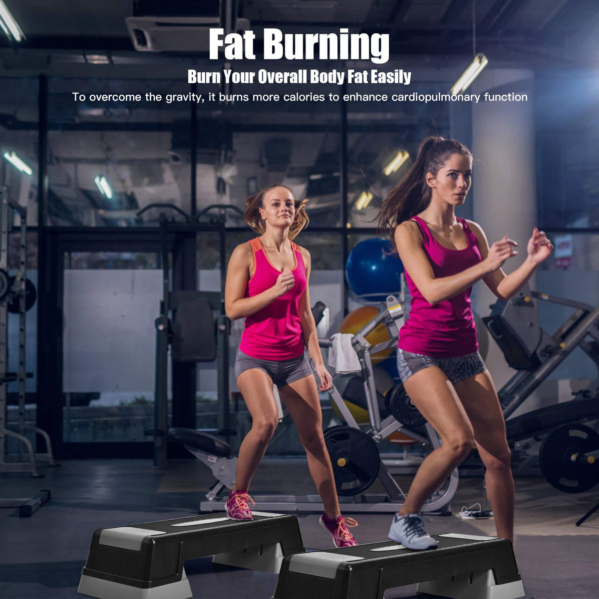 Adjustable Non-slip Aerobic Step Platform with Risers R6464