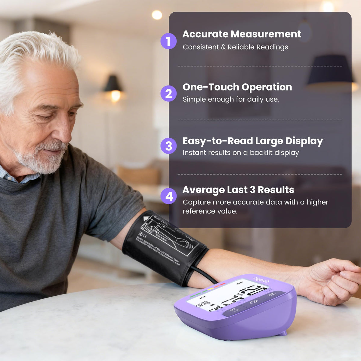 Upper Arm Blood Pressure Monitor 8.6-16.5 in Cuff Purple G883505