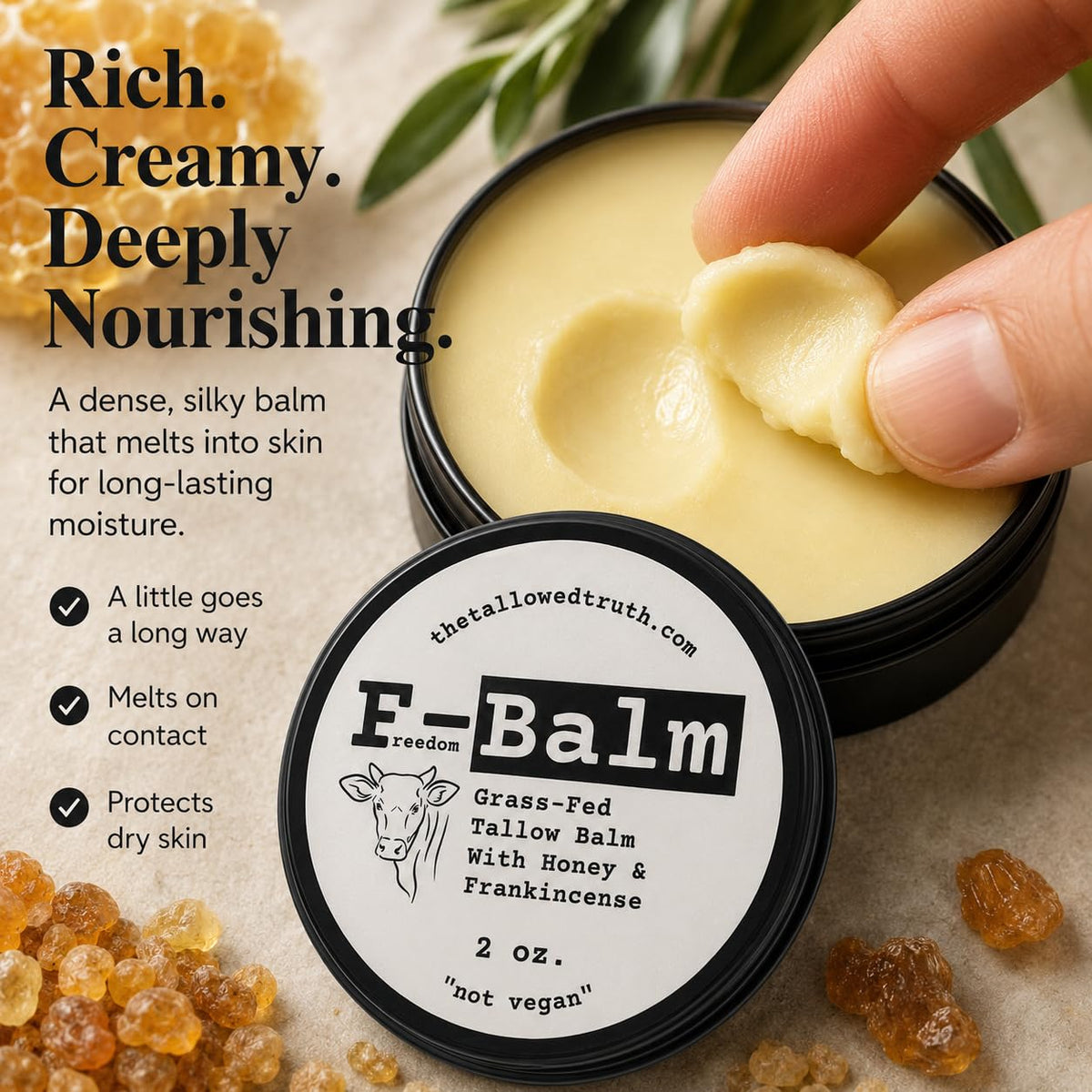 Beef Tallow and Honey Balm, 2 oz O4254
