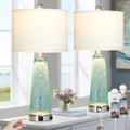 26" Glass Table Lamps with USB A+C Ports & Outlet J3783