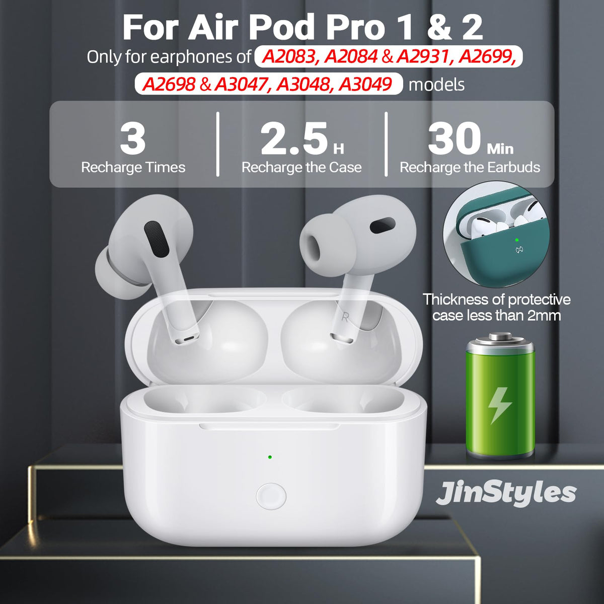 Wireless Charging Case for AirPods Pro 2nd & 1st Generation J624918