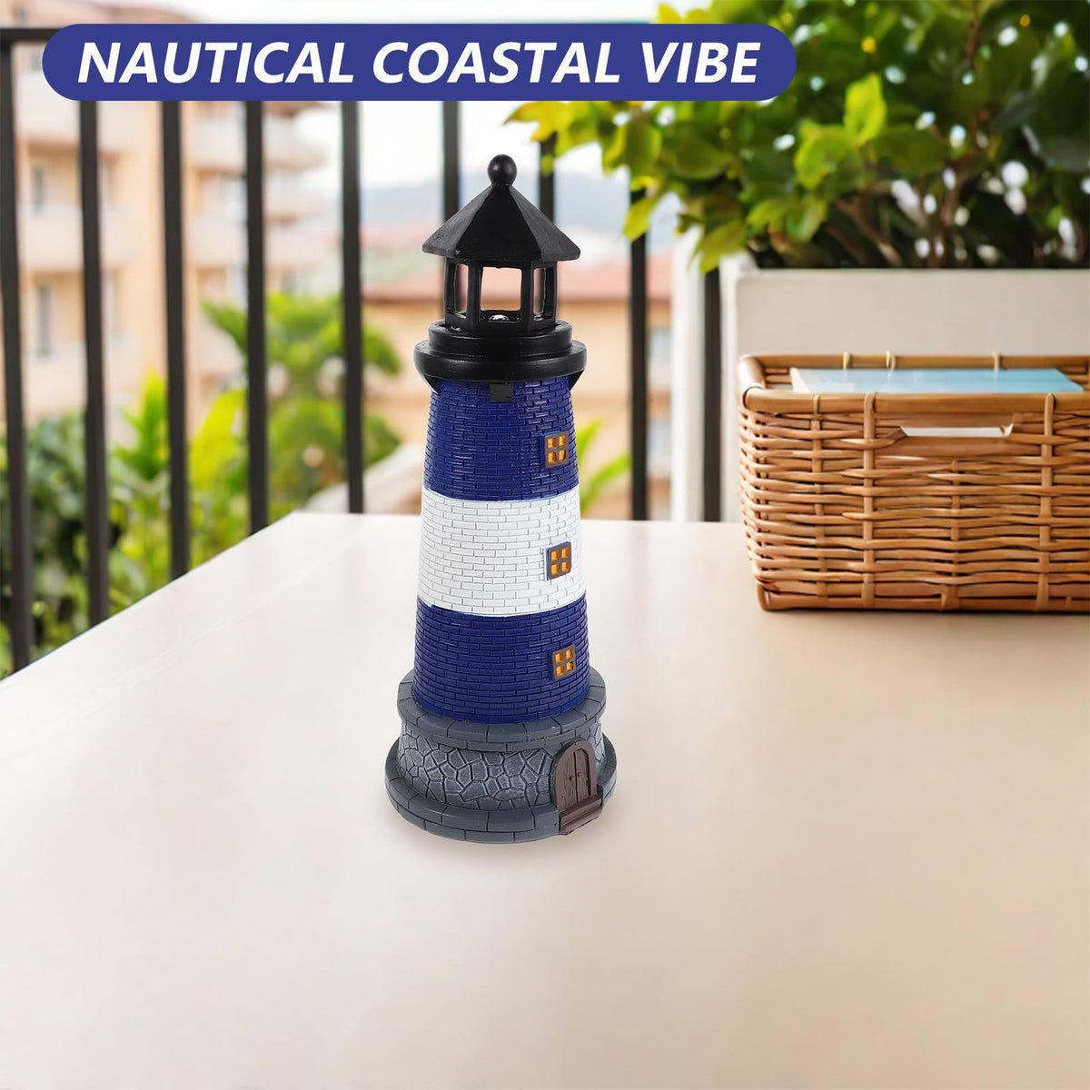 Solar Powered Resin Garden Light with Led, Blue H5223